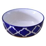Kunhar Ceramic Serving Bowls (Yellow Blue, 800 ml) - 1 Piece