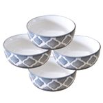 Kunhar Ceramic Hand Painted Dessert Bowls - 200 Ml, 4 Pieces, Grey