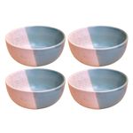 Kunhar Ceramic Dessert Bowls - 200 ML, 4 Pieces, White Dusty Blue