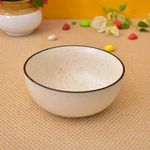 Kunhar Ceramic Serving Bowls (White Matt Black Border, 1500 ml) - 1 Piece