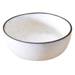 Kunhar Ceramic Serving Bowls (White Matt Black Border, 800 ml) - 1 Piece