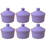 KunhaR Ceramic Butter Pot - 200 Ml, 6 Pieces, Cornflower Blue