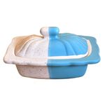 KunhaR Ceramic Butter Pot - 350 Ml, 1 Piece, White Blue