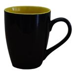 Kunhar Ceramic Coffee Mug, Ceramic Milk Mug - 350 Ml, 2 Pieces, Yellow Black Shine