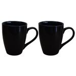 Kunhar Ceramic Coffee Mug, Ceramic Milk Mug - 350 Ml, 2 Pieces, Black Shine