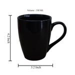 Kunhar Ceramic Coffee Mug, Ceramic Milk Mug - 350 Ml, 4 Pieces, Black Shine