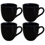 Kunhar Ceramic Coffee Mug, Ceramic Milk Mug - 250 Ml, 4 Pieces, Black