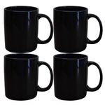 Kunhar Ceramic Coffee Mug, Ceramic Milk Mug - 350 Ml, 4 Pieces, Black