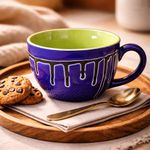 Kunhar Ceramic Jumbo Coffee Mug Soup Mug Noodle Mug - 350 ML - Microwave Safe & Freezer Safe, Set of 1, Blue Green