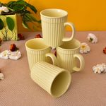 Kunhar Ceramic Coffee Mugs - 4 Piece, Lemon, 290ml