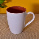 Kunhar Ceramic Milk Mug, Coffee Mug - 1 Piece, White Falu Red, 350ml