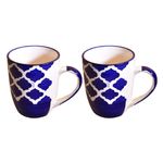 Kunhar Ceramic Milk Mug, Coffee Mug - 2 Pieces, Blue Chidi, 350 ml