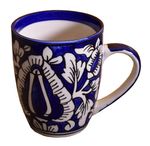 Kunhar Ceramic Milk Mug, Coffee Mug, Mughal Painting Mug - 1 Piece, Blue, 400 ml