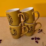 Kunhar Ceramic Coffee Mugs - 4 Pieces, Matallic Gold, 300ml