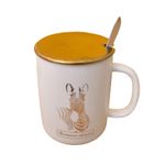 Kunhar Ceramic Coffee Mug, Milk Mug with Spoon - 350 ML
