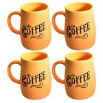 Kunhar Ceramic Milk Mug, Coffee Mug - 4 Pieces, Yellow, 400 ml