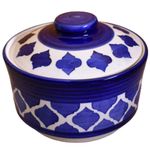Kunhar Ceramic Donga With Lid, Ceramic Serving Donga, 1000 Ml, 1 Piece, Blue Chidi