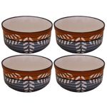 Kunhar Ceramic Bowls, Serving Bowls - 260 ML, 4 Pieces, Brown Grey