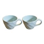 Kunhar Ceramic Diamond Shape Milk Mug, Coffee Mug, Soup Mug - 2 Pieces, Cloudy Blue, 250ml