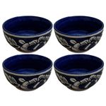 Kunhar Ceramic Blue Mugal Painted Dessert Bowls - 150 Ml, 4 Pieces, Blue Mugal