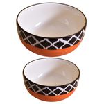 Kunhar Ceramic Mixing Bowls - 1500 ML and 800 ML, 2 Pieces, Red Chidi