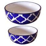 Kunhar Ceramic Mixing Bowls - 1500 ML and 800 ML, 2 Pieces, Blue