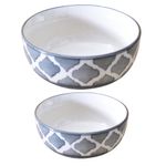 Kunhar Ceramic Mixing Bowls - 1500 ML and 800 ML, 2 Pieces, Grey