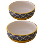 Kunhar Ceramic Mixing Bowls - 1500 Ml and 800 Ml, 2 Pieces, Yellow Grey