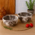 Kunhar Ceramic Bowls - 400 Ml, 2 Pieces, Marble Color