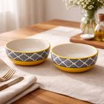 Kunhar Ceramic Bowls - 400 Ml, 2 Pieces, Yellow Grey