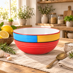 KunhaR Ceramic Serving Bowl 800 ml, Red | Medium Ceramic Bowl for Salad, Pasta, Noodles, Fruits, Curry & Snacks | Premium Tableware for Kitchen & Dining | 1 Piece