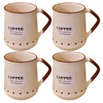 Kunhar Ceramic Coffee Mug, Milk Mug - 4 Pieces, Lvory, 450ml