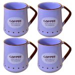 Kunhar Ceramic Coffee Mug, Milk Mug - 4 Pieces, Cornflower Blue, 450ml