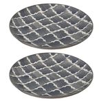 Kunhar Ceramic Plate, 10 Inch, 2 Pieces, Grey