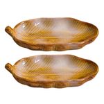 Kunhar Glazed Studio Pottery Ceramic Platter, 2 Pieces, Buttered Rum (4.2 Inch x 8.8 Inch)
