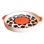 Kunhar Ceramic Snacks Serving Tray, Pizza Plate - 1 Piece, Red Chidi, 10 Inch