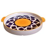 Kunhar Ceramic Snack & Pizza Serving Tray, 10-Inch Yellow Plate, 1 Piece – Durable Appetizer & Snack Dish