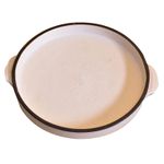 Kunhar Ceramic Snacks Serving Tray, Pizza Plate - 1 Piece, 10 Inch, White Black Border Matt Finish