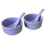 Kunhar Ceramic Bowls - 300 ML, 2 Pieces, Lavender Blue with 2 Spoon
