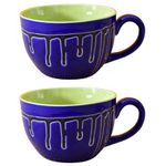 Kunhar Ceramic Soup Mug - Blue Green, 2 Piece, 350 ML