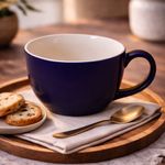 Kunhar Ceramic Jumbo Coffee Mug Soup Mug Noodle Mug - 350 ML - Microwave Safe & Freezer Safe, Set of 1, Blue White