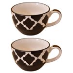 Kunhar Ceramic Soup Mug - White Black, 2 Piece, 350 ML