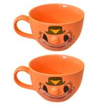 Kunhar Ceramic Soup Mug - Orange, 2 Piece, 350 ML