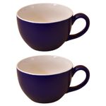 Kunhar Ceramic Soup Mug - White Blue, 2 Piece, 350 ML