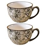 Kunhar Ceramic Soup Mug - Black Luster, 2 Piece, 350 ML