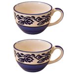 Kunhar Ceramic Soup Mug - Blue Vine, 2 Piece, 350 ML