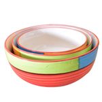 Kunhar Ceramic Mixing Bowls - 750 ML, 500 ML and 300 ML, 3 Pieces, Red