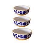 Kunhar Ceramic Mixing Bowls - 750 ML, 500 ML and 300 ML, 3 Pieces, Yellow Blue