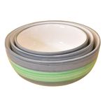 Kunhar Ceramic Mixing Bowls - 1500 ML, 800 ML and 600 ML, 3 Pieces, Green Grey