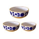 Kunhar Ceramic Mixing Bowls - 1500 ML, 800 ML and 600 ML, 3 Pieces, Yellow Blue